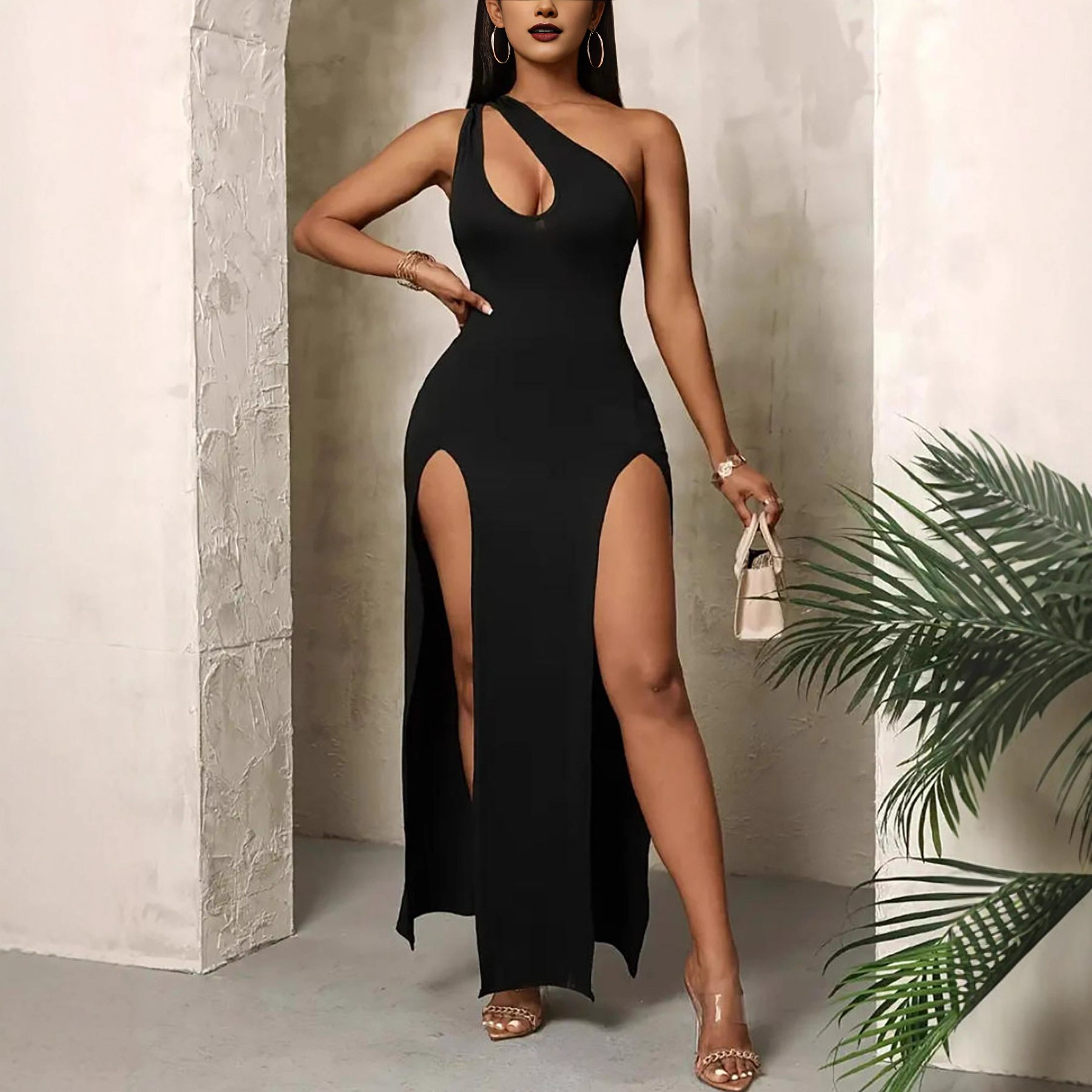 Sexy Off-the-shoulder Long Split Dress Gown