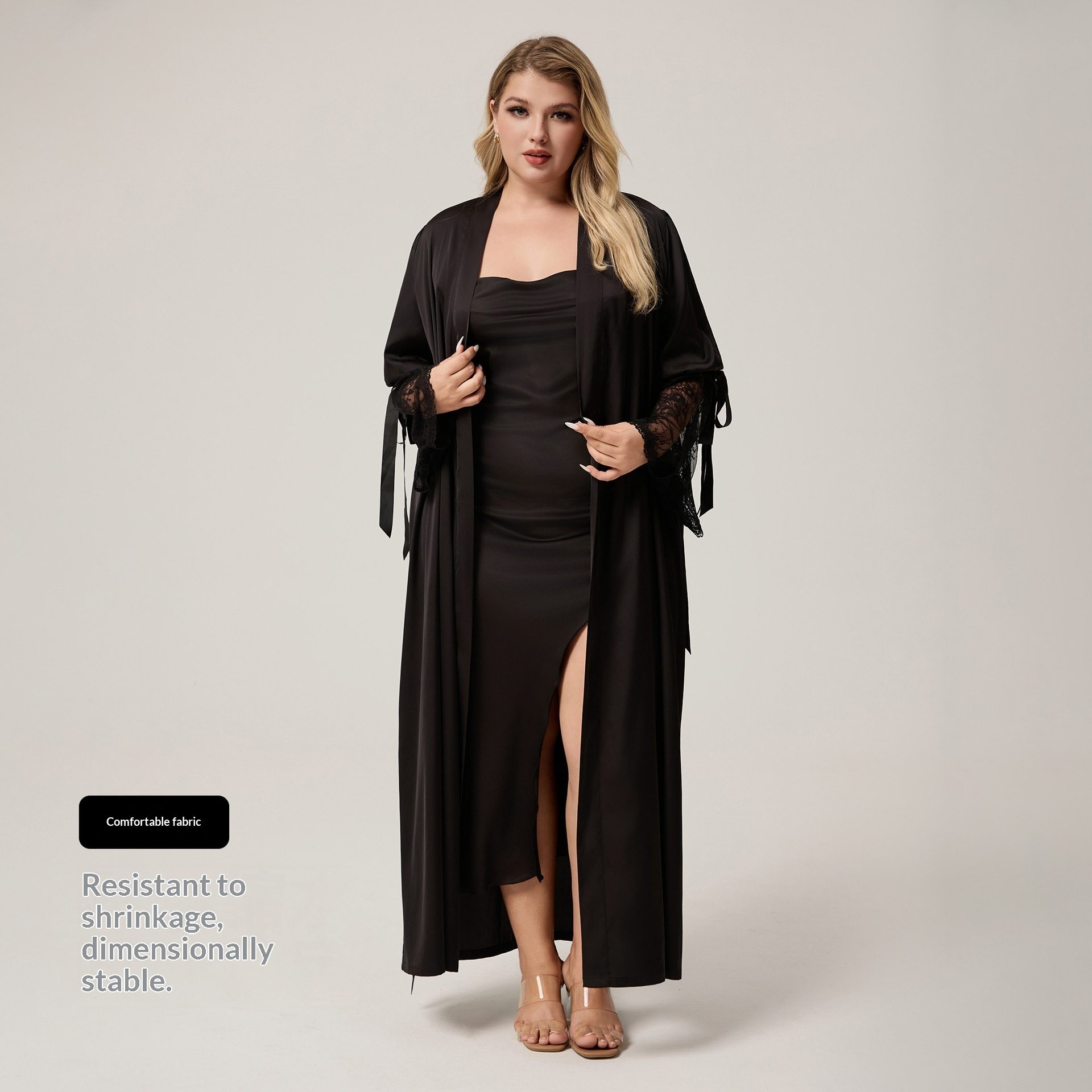 Buy Women's Clothing Online | Buy Trending Dresses for Women Lace-trimmed Long-sleeved Plus-size Loungewear Dress
