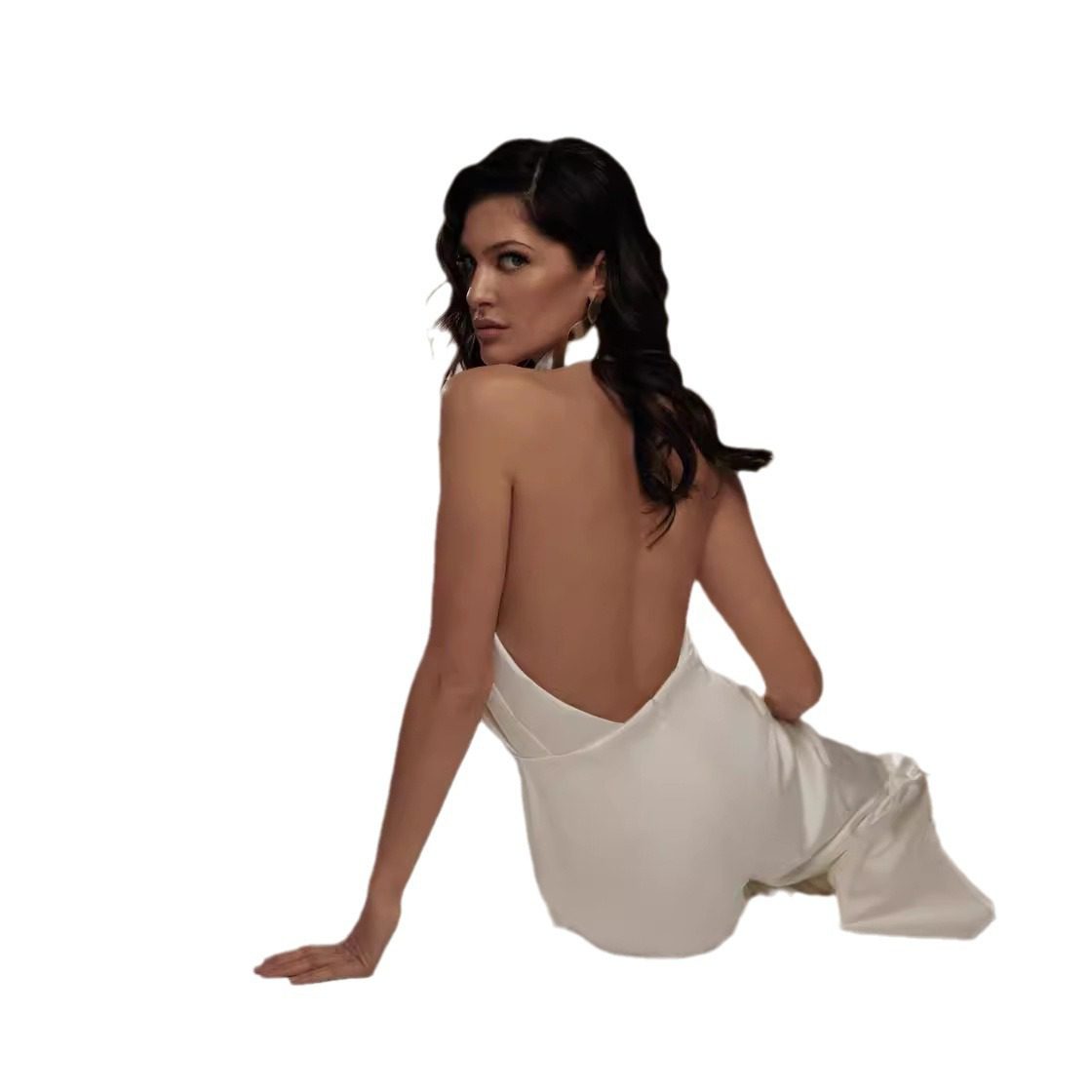 Womens Sleeveless Halterneck Sexy Backless Jumpsuit