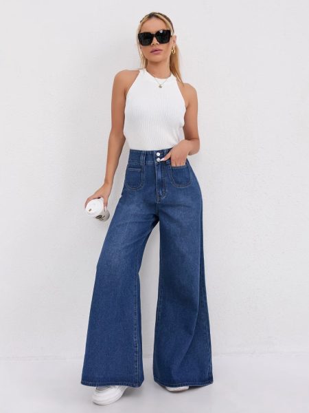 High-waisted Floor-length Flared Pants