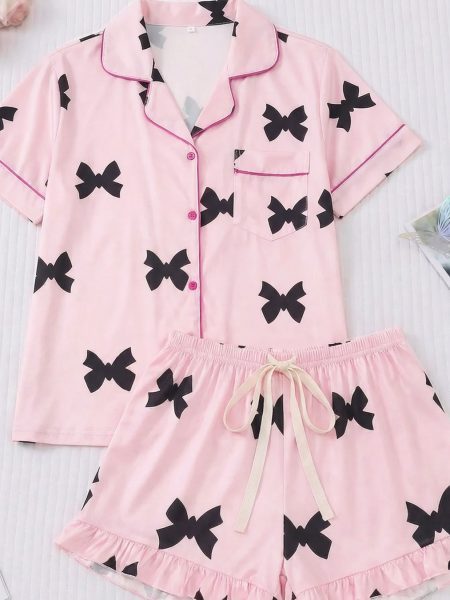 Cute Cartoon Short-sleeve And Shorts Loungewear Set