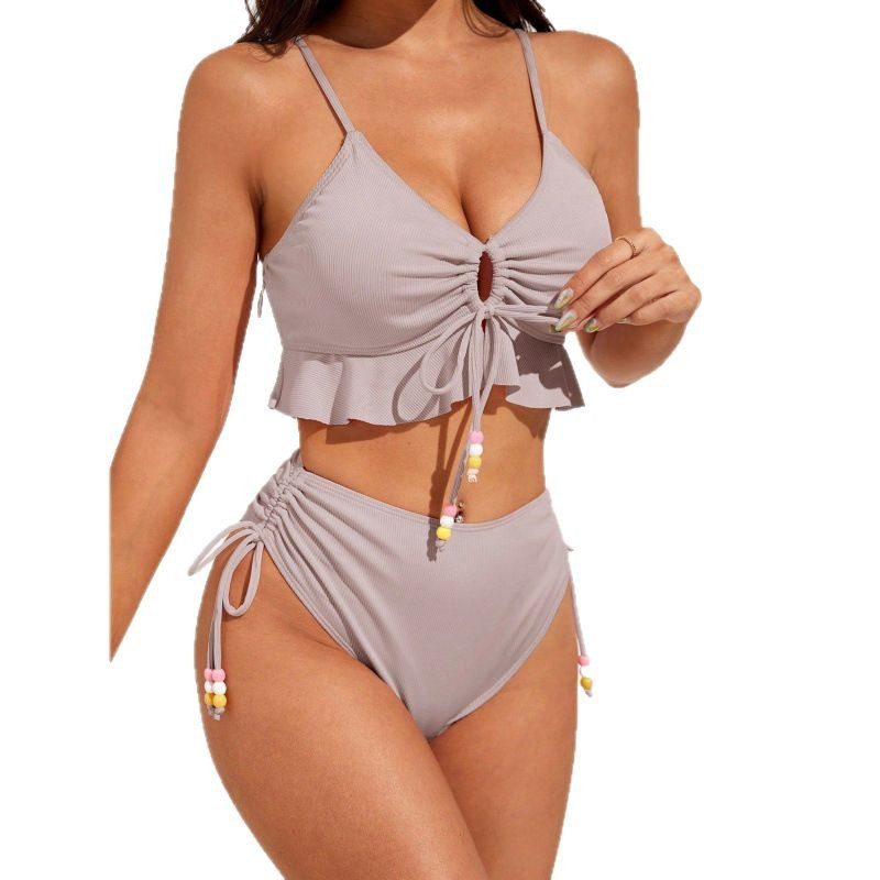 Sexy Solid-color Ruffled Push-up Bikini