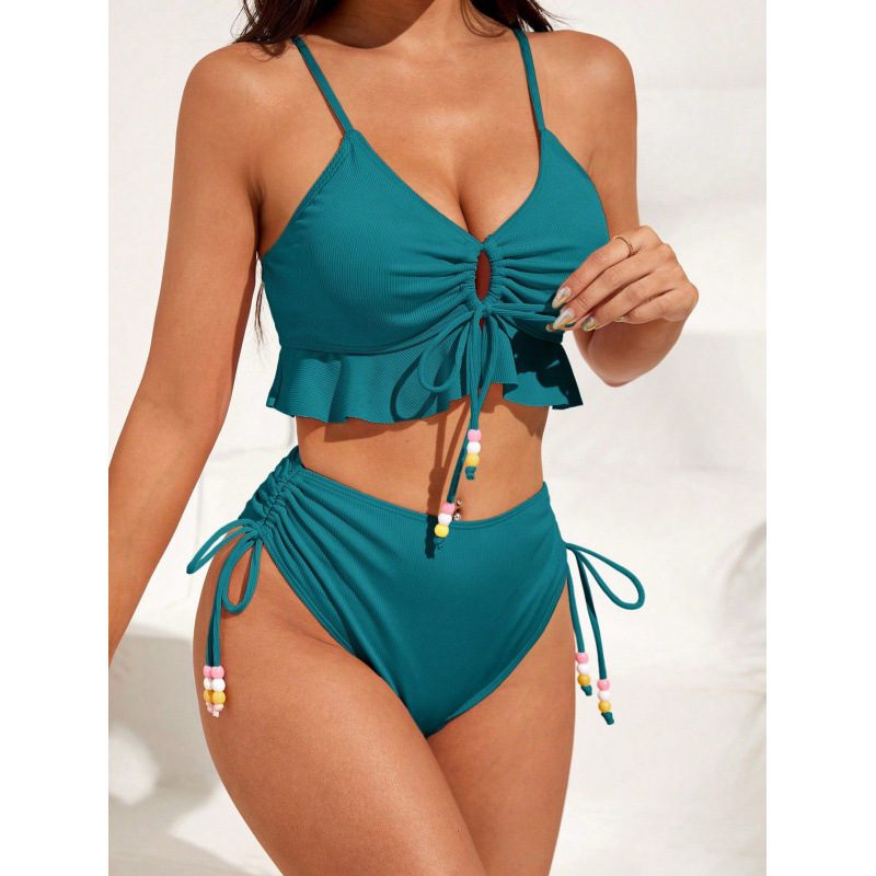 Sexy Solid-color Ruffled Push-up Bikini