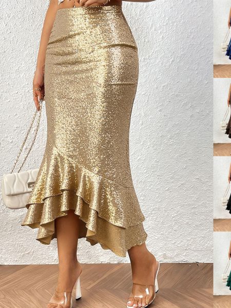 Womens Low-rise Shimmering Mermaid Skirt