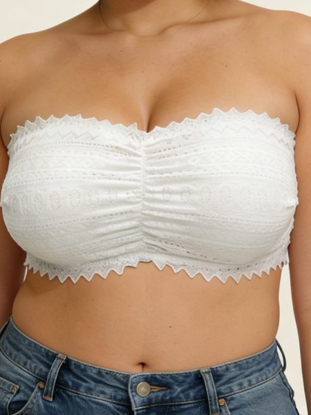 French Lace Strapless Gathered Underwear