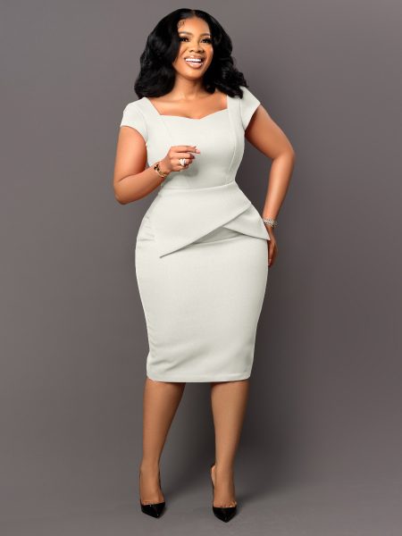 Womens Short Sleeve Pencil Skirt Dress