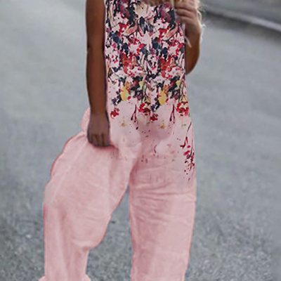Womens Printed Jumpsuit With Straps