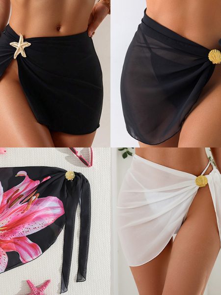 Swimsuit Cover-up Metal Shell Accessories  Beach Wrap Skirt