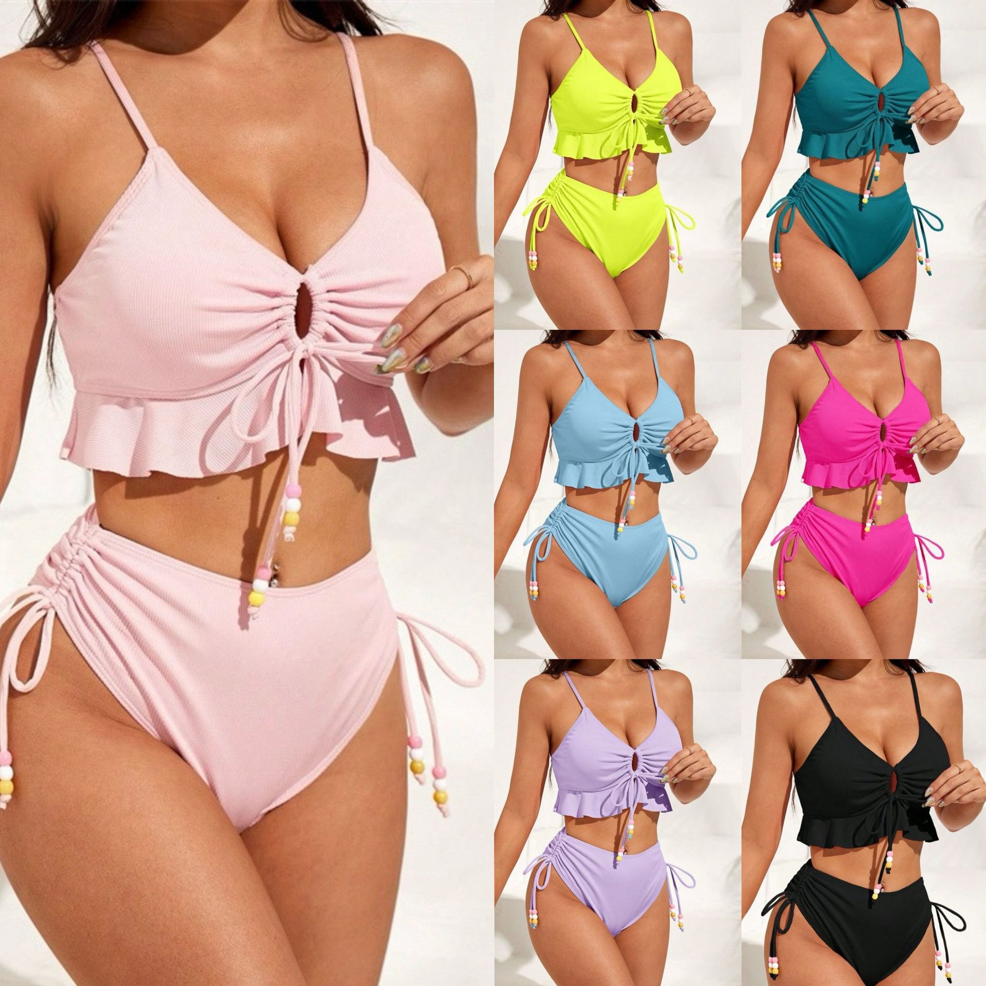 Buy Women's Clothing Online | Buy Trending Dresses for Women Sexy Solid-color Ruffled Push-up Bikini