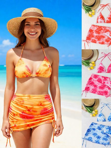 Women's Split Bikini Swimsuit Three Piece Set