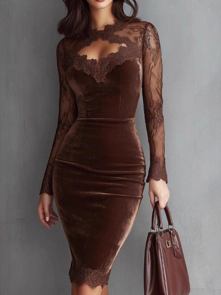 Long Sleeve Party Dress For Spring Autumn Evenings