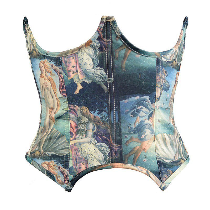Womens Oil-Painted Fishbone Style Corset Belt