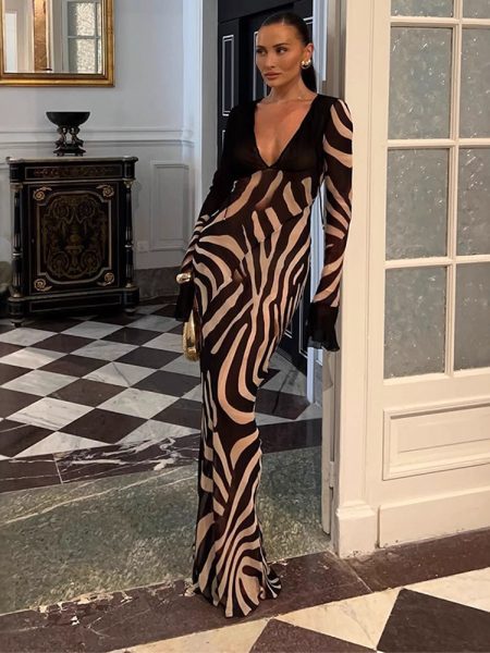 Fashionable Sexy V-neck Slim-fit Dress For Women