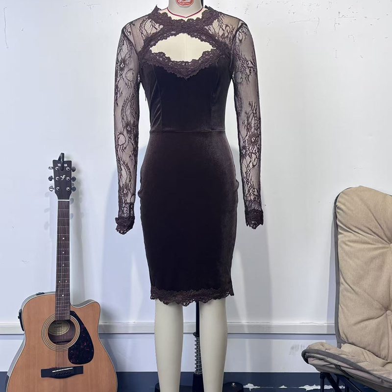 Long Sleeve Party Dress For Spring Autumn Evenings