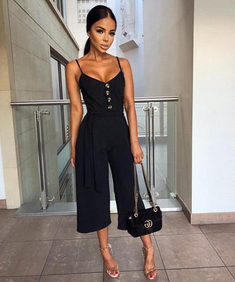 Elegant Commuter Backless Jumpsuit With Straps