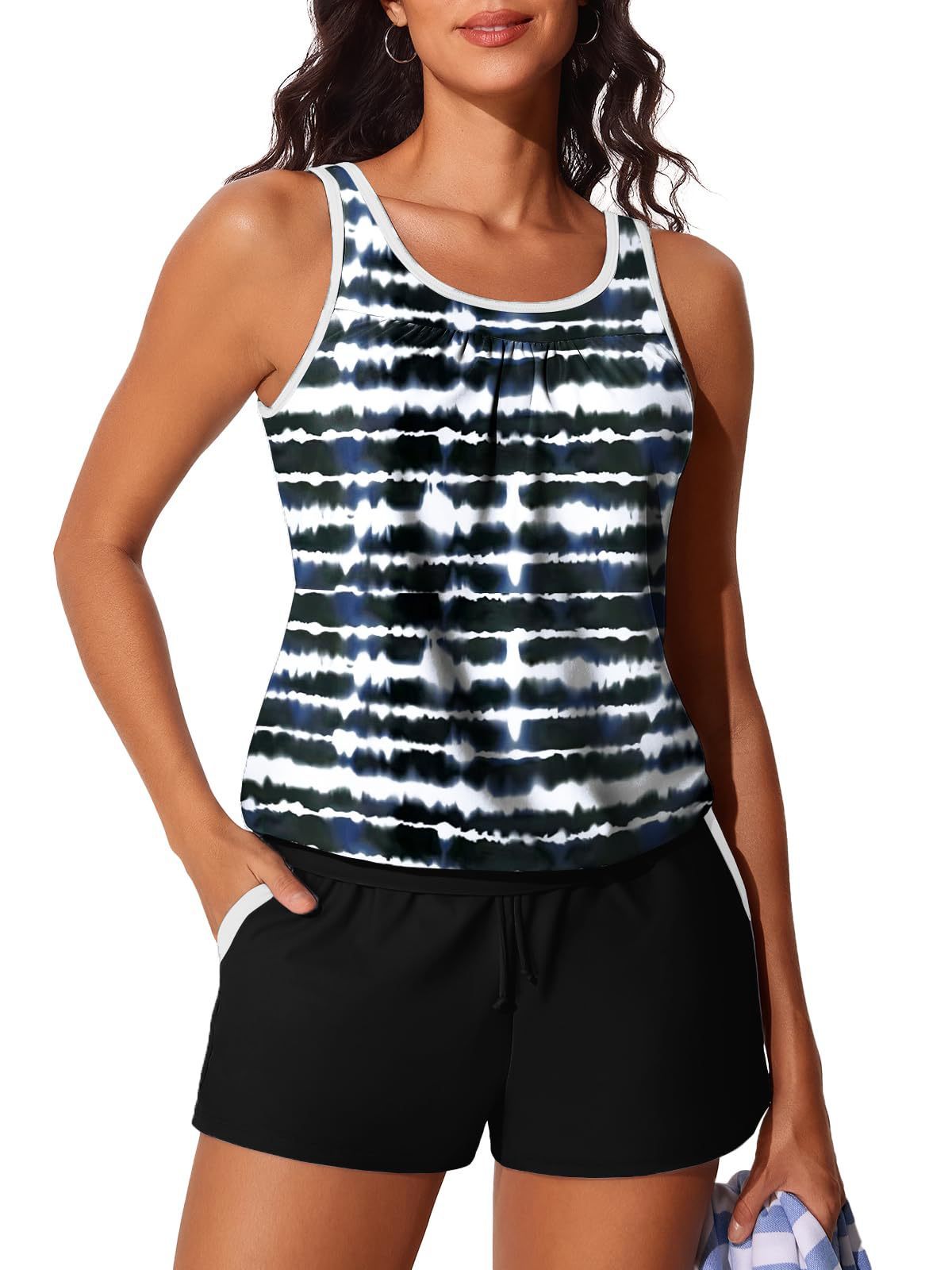 Womens Stylish Two-Piece Tankini Swimsuit