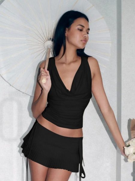 Sexy Solid-color Slim-fit Sleeveless Versatile Top