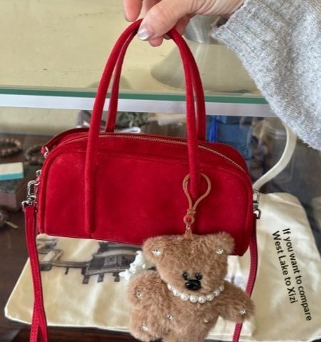 Suede And Sheepskin Mini Square Bag