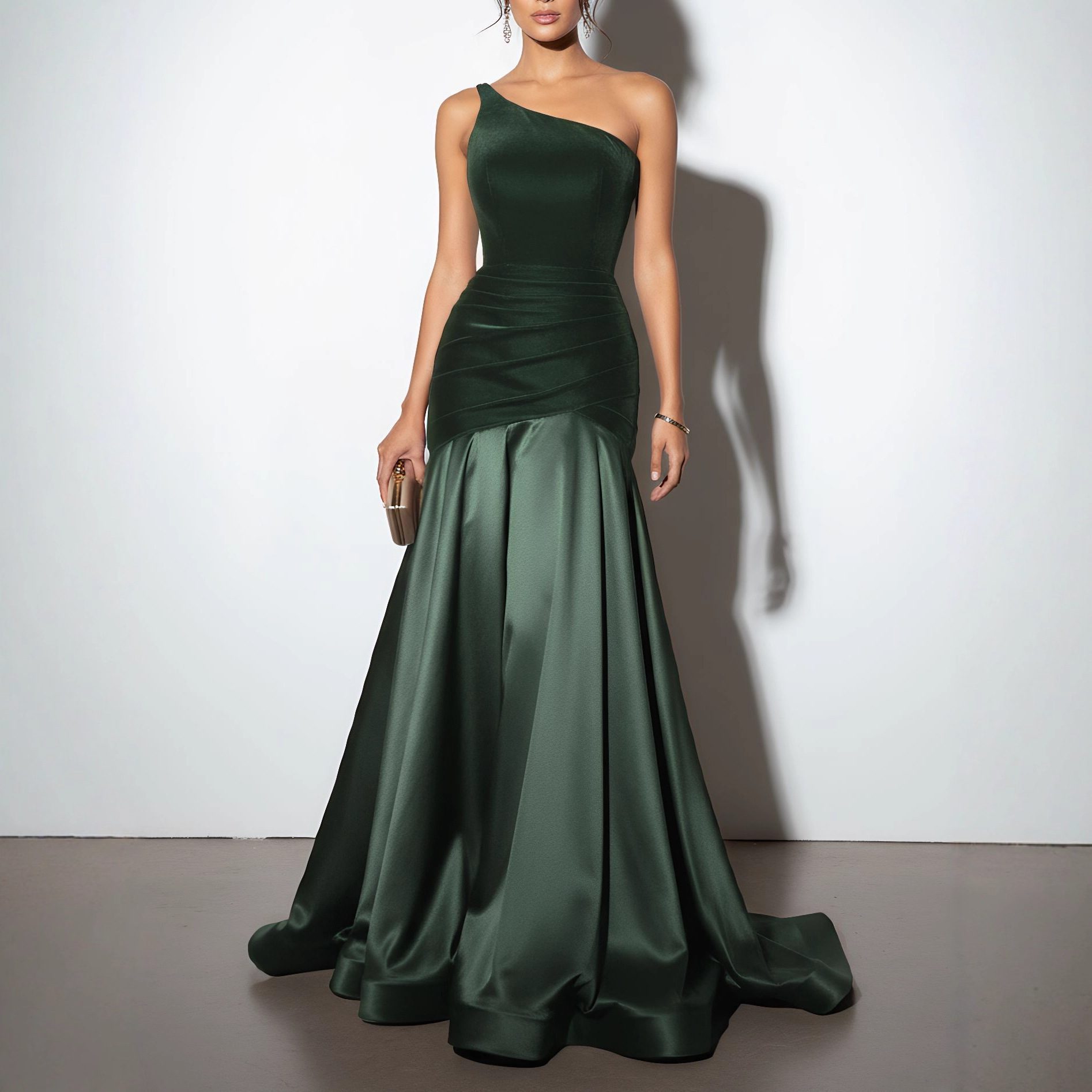 Buy Women's Clothing Online | Buy Trending Dresses for Women Womens Solid-Color Velvet Patchwork Evening Dress