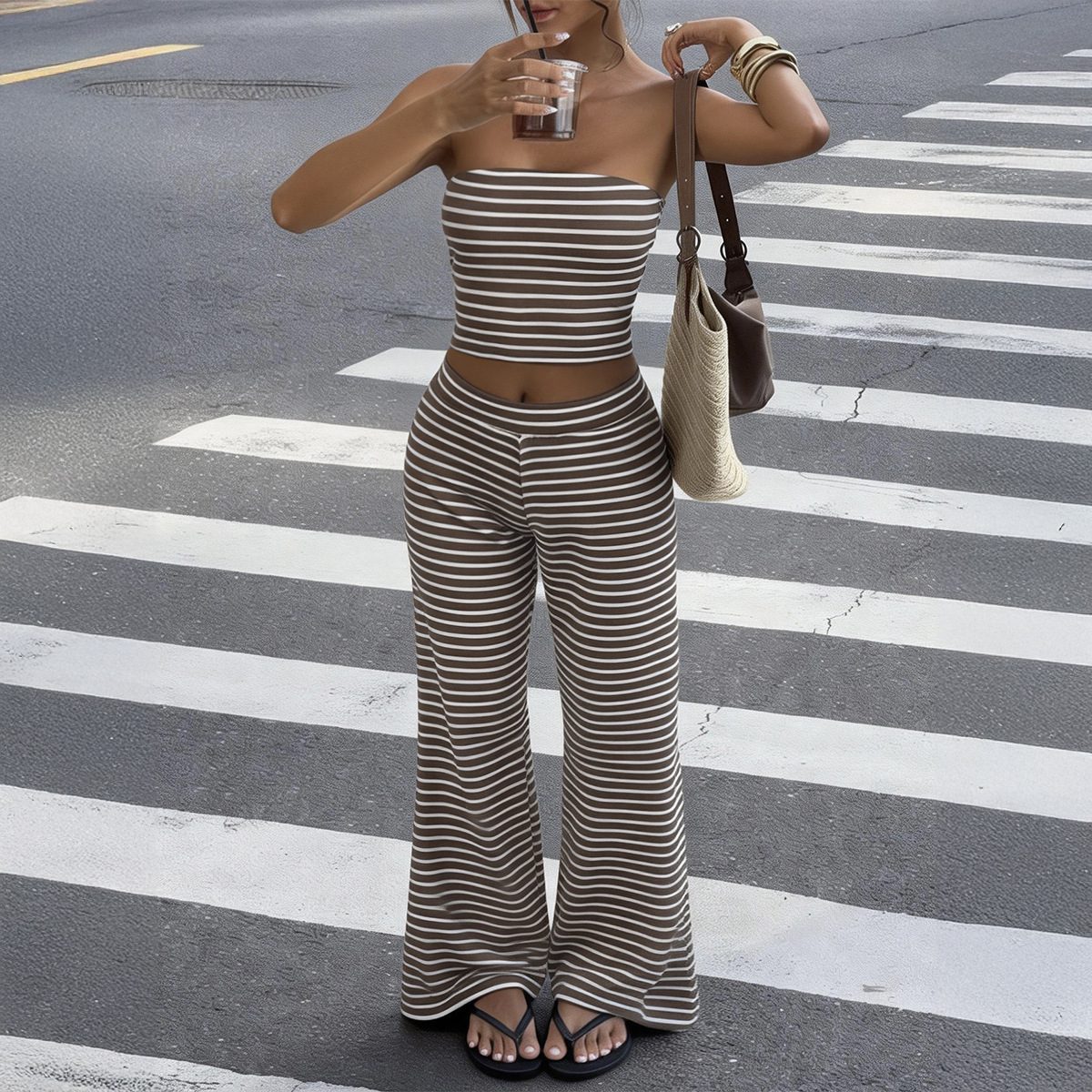 Versatile Tube-top Vest And Long Pants Set