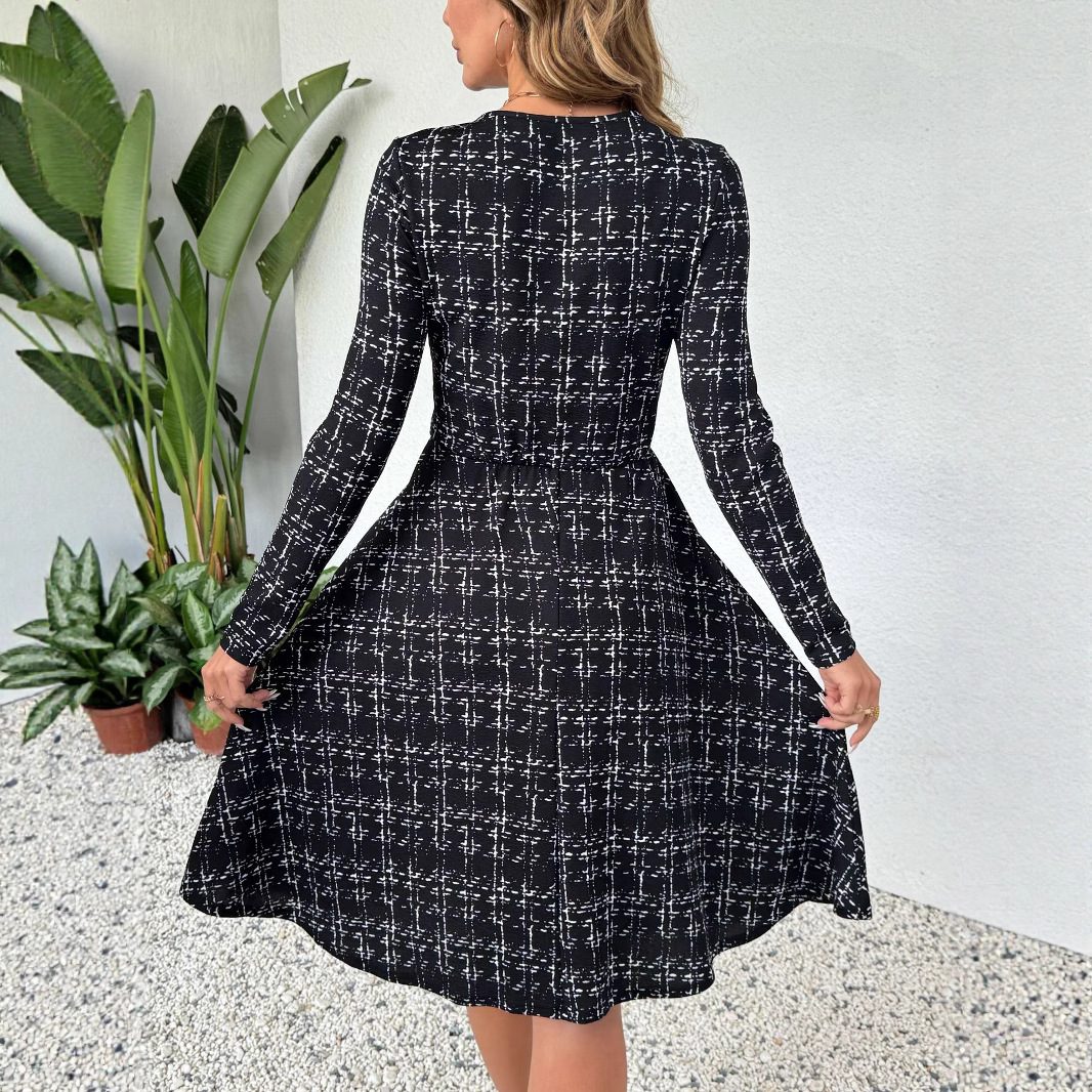 Long-sleeved Cinched Umbrella-style Dress