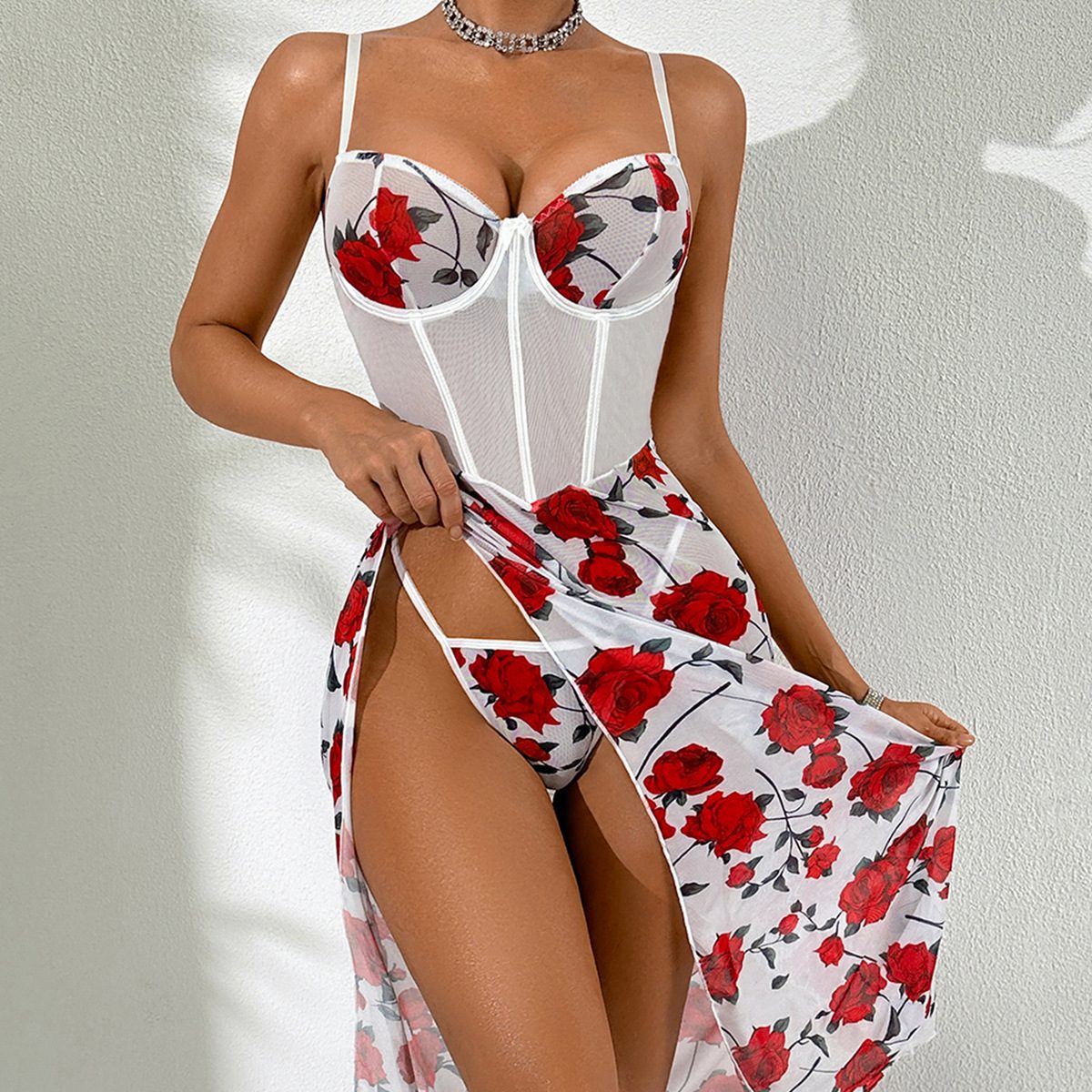 Buy Women's Clothing Online | Buy Trending Dresses for Women Women's Strap Floral Lace-up Dress