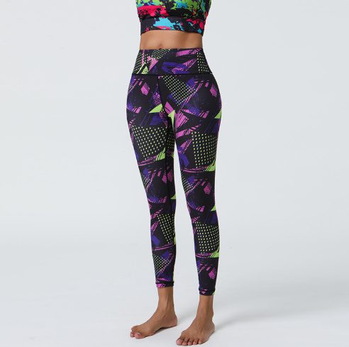 Womens High-Waisted Stretchy Printed Athletic Yoga Fitness Pants