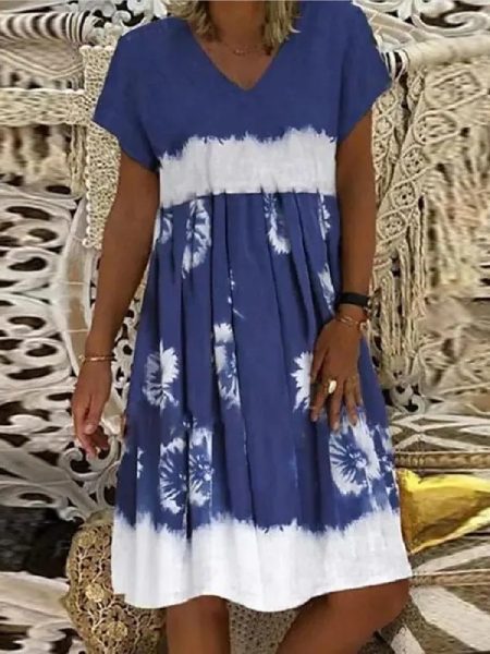 Womens Loose-fitting Printed Dress