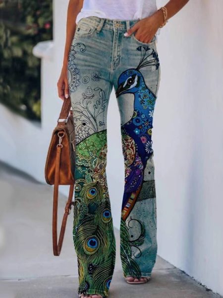 Womens Casual 3D patterned Jeans
