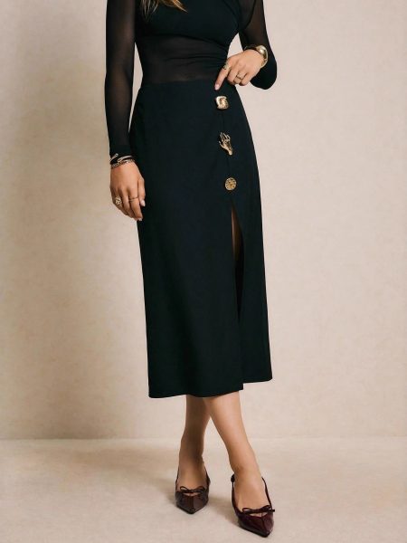 Womens Hip-hugging Skirt With A Slit Design