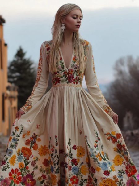 Women's V-Neck Maxi Dress