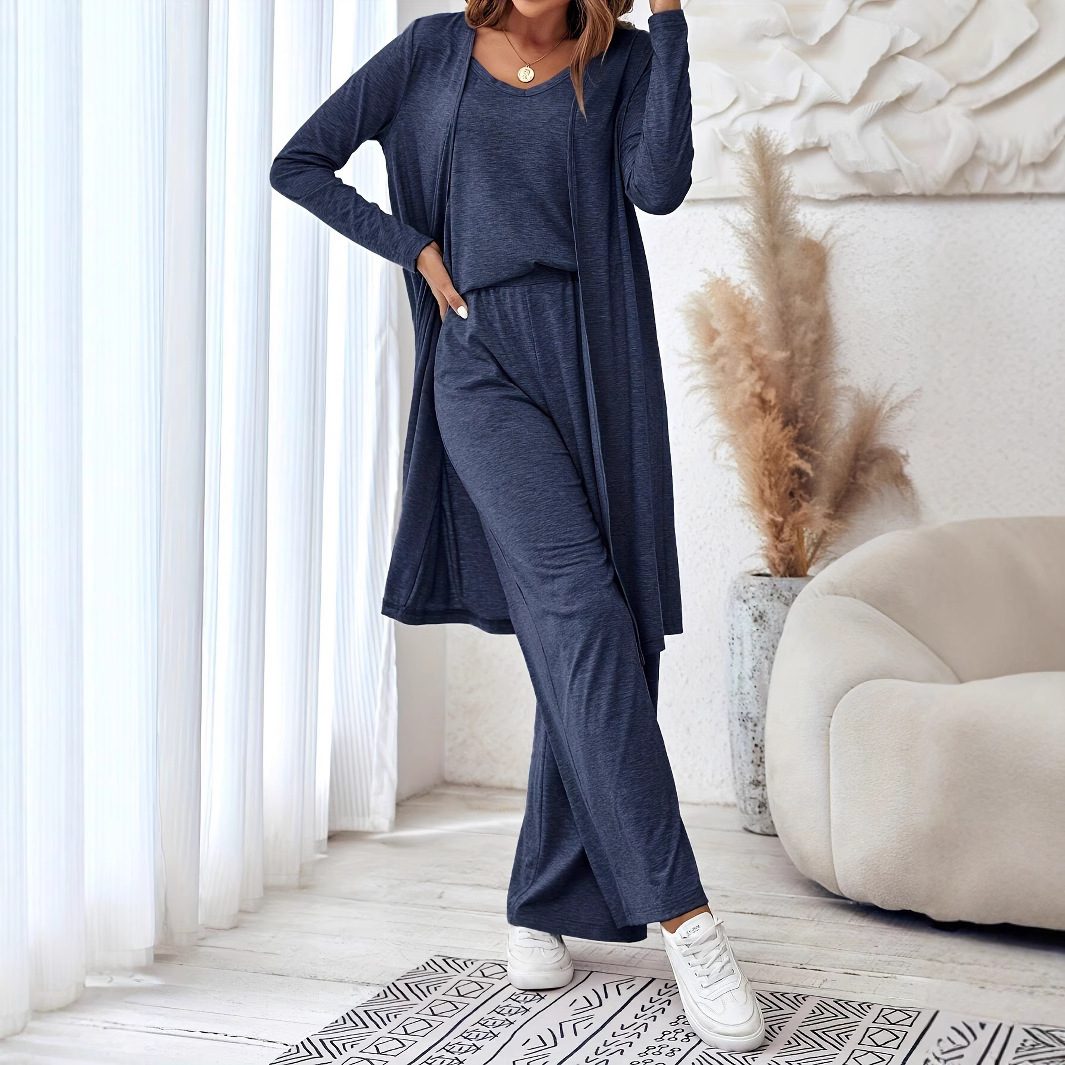 Sling Top Long Cardigan Trousers Three Suit