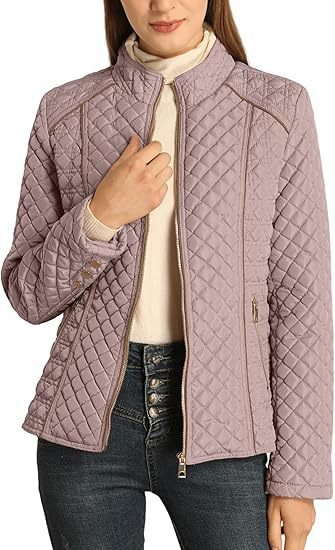 Women’s Lightweight Quilted Padded Zip Jacket – Stand Collar