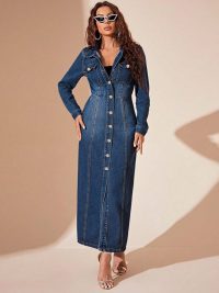 Denim Button Cardigan Jacket Dress