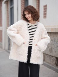 Fashionable Lamb Wool Velvet Padded Thickened Coat