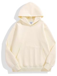 500g Heavy-duty Fleece Shoulder Down Hoodie Without Drawstring