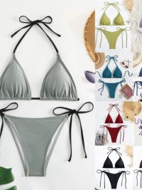 Sexy Hot Girl Halter Bikini Split Swimsuit