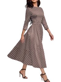 Slim Fit Waist Retro Printed Dress Women With Pockets