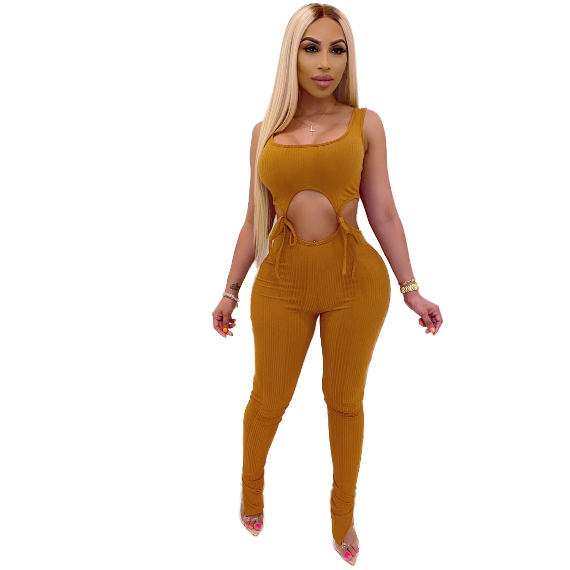 New Street Style Bandage Sleeveless Jumpsuit for Women – Trendy Fashion