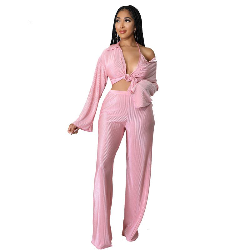 Temperament Commute Solid Color Long Sleeve Three-Piece Set – Elegant & Stylish