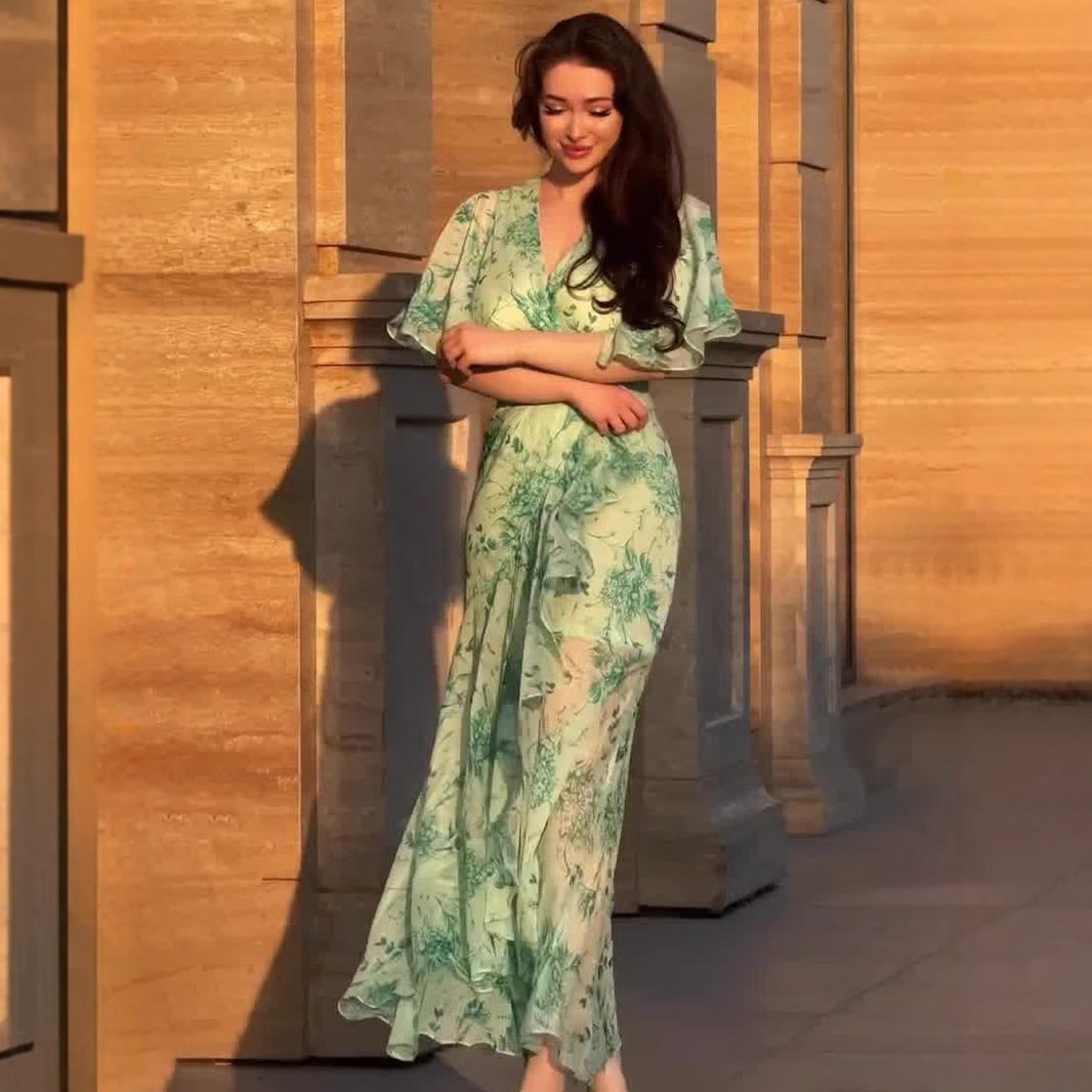 Soft Fresh And Sexy Short Sleeve Floral Dress