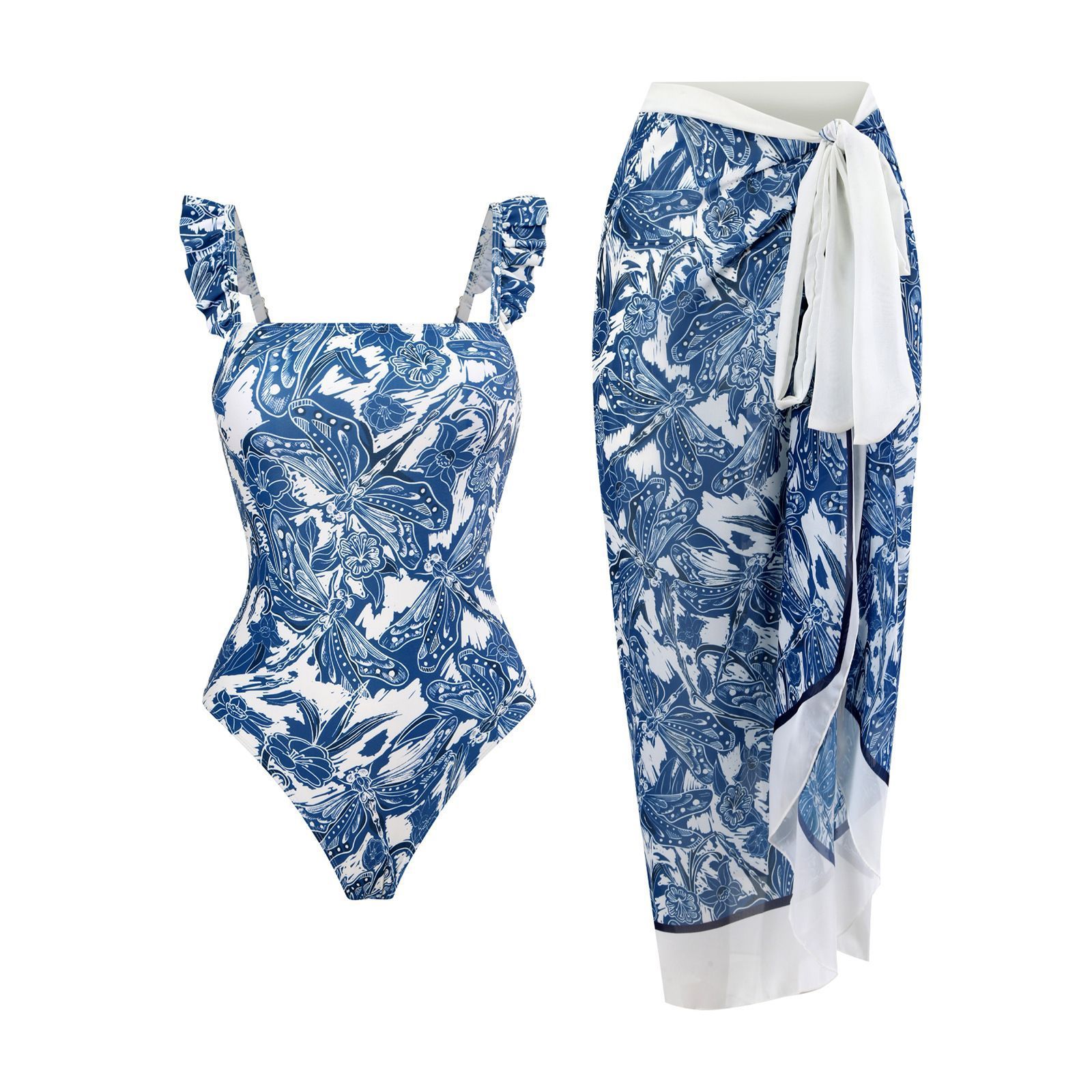 Hot Sale Two Piece Swimsuit Female French Printed Sexy