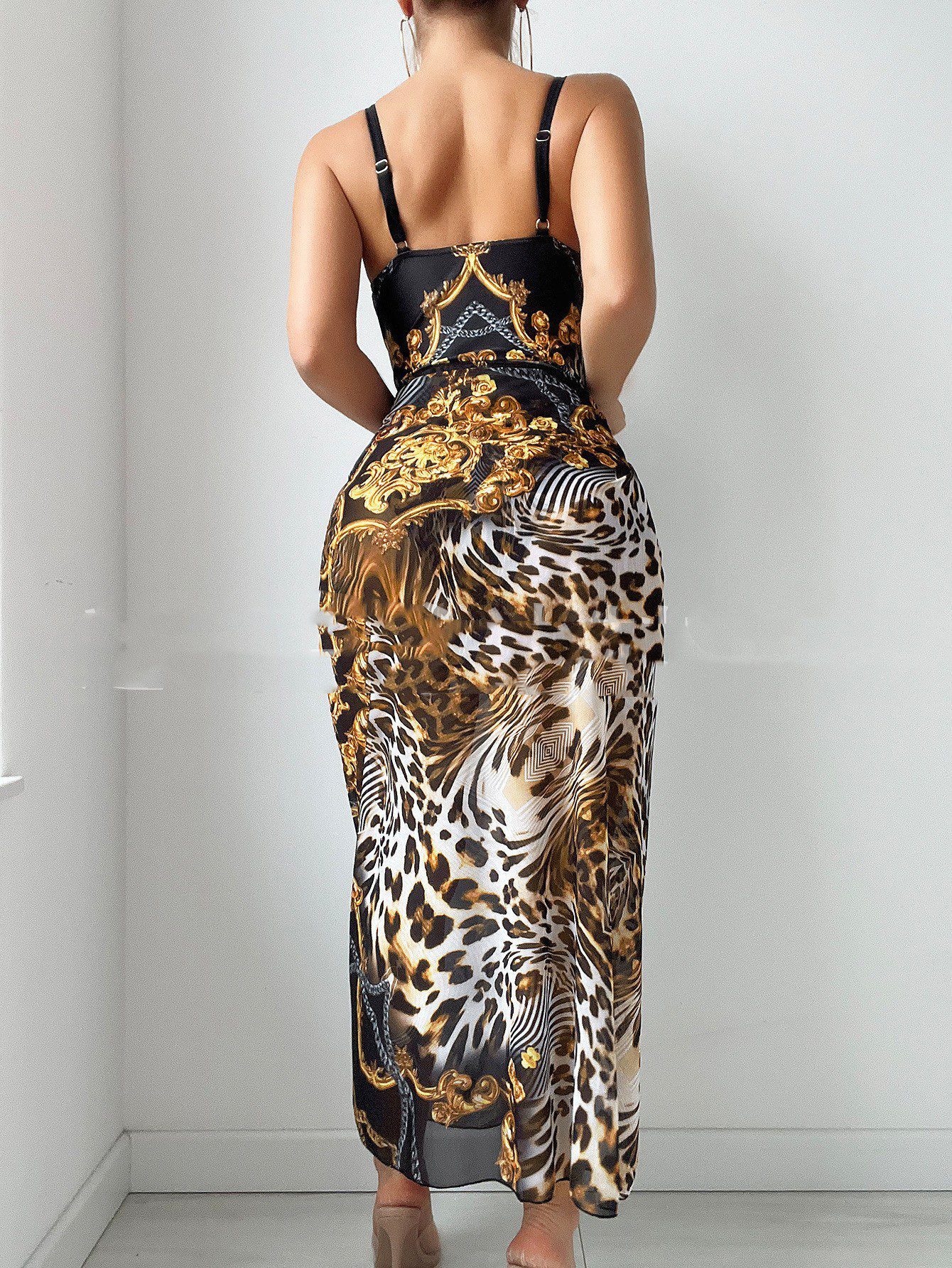 Double Shoulder With Steel Bracket Gather Thin Split Bikini Suit