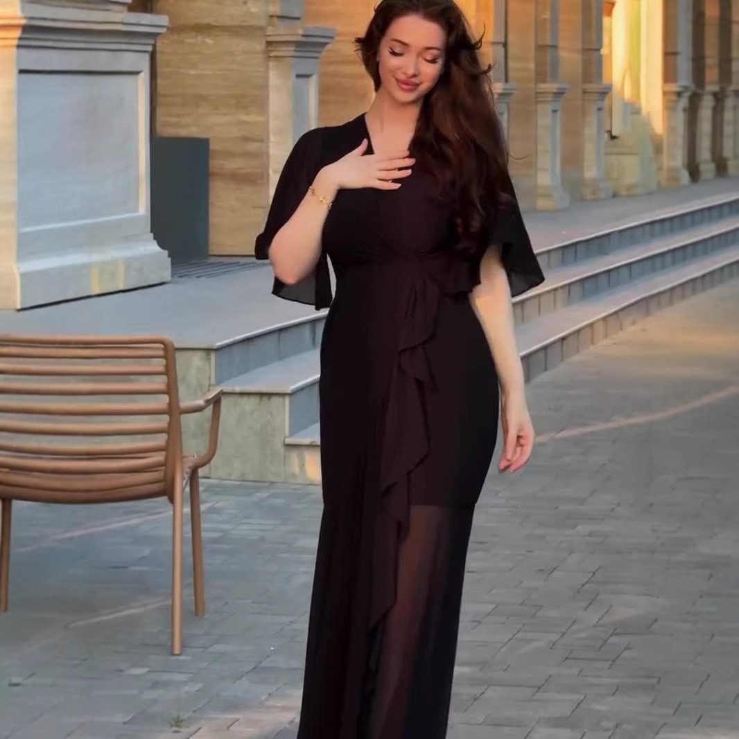 Elegant Sexy Temperament Short Sleeve Waist-controlled Comfortable Dress