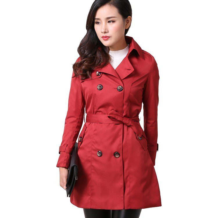 Women's Lace-Up Double-Breasted Trench Coat