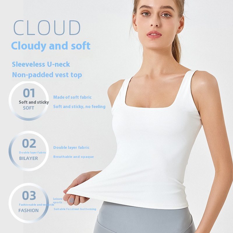 Buy Women's Clothing Online | Buy Trending Dresses for Women U-neck Sleeveless Double-layer Cloud Soft Fitness Vest