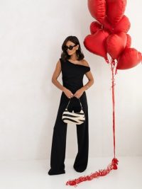Sexy Women’s Jumpsuit with Falling Straps – Elegant Business Romper with Zipper