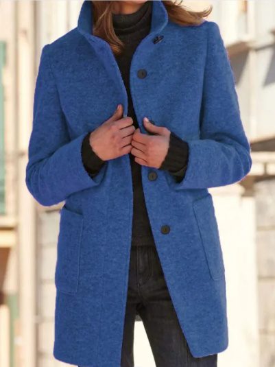 Women's Coat Slim Fit Autumn And Winter Coat Mid-length Warm Button Down Coat