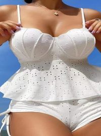 Solid Color Hollow Shell Hard Bag Female Split Bikini