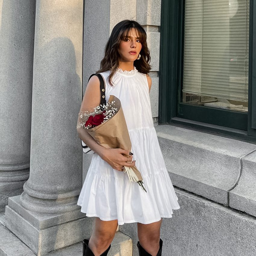 Round Neck Sexy Bow Tie Elegant Loose Temperament Dress